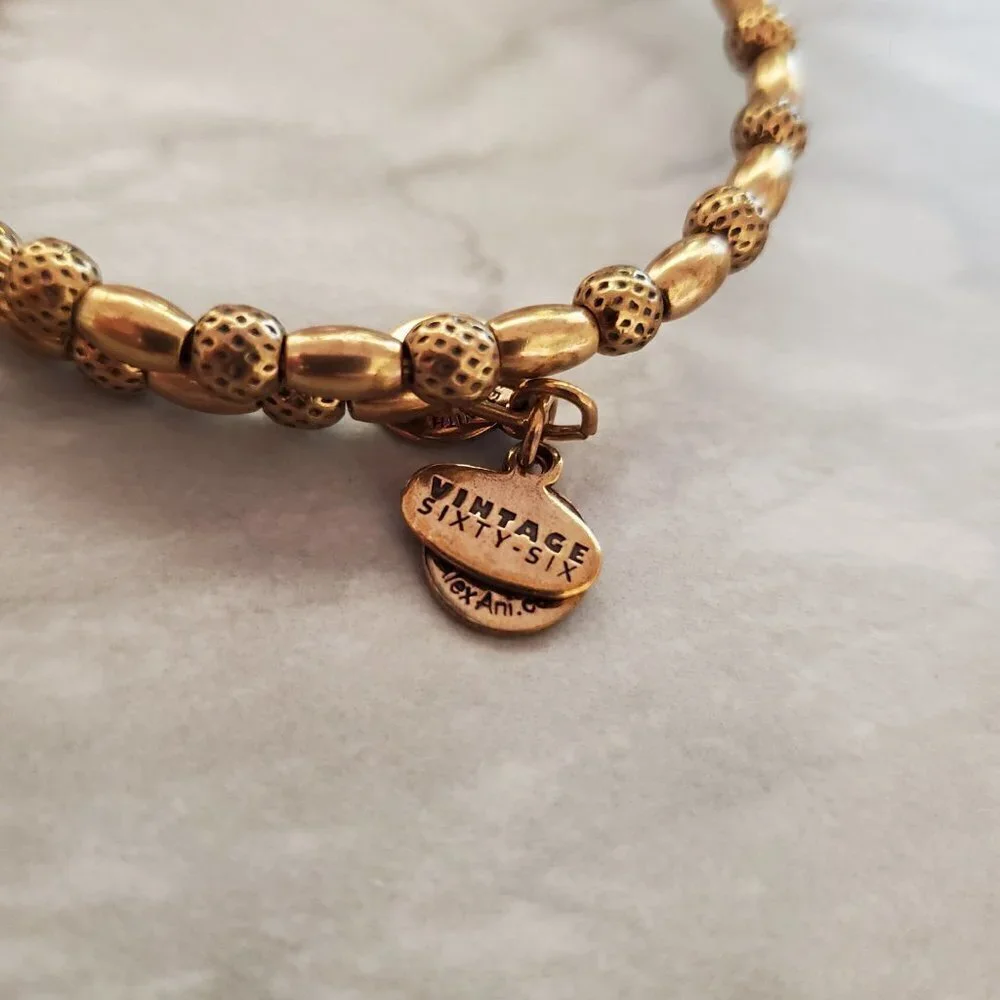 ✨ Alex and Ani Gold Beaded Expandable Bracelet Vintage 66 ✨ - Picture 4 of 5